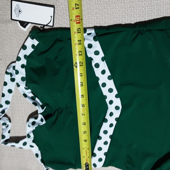 RETRO STAGE Elegant Green Polka Dot One-Piece Swimsuit Size XL. - Picture 4 of 8